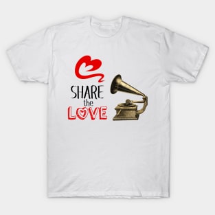Share the Love Music Illustration with Text T-Shirt